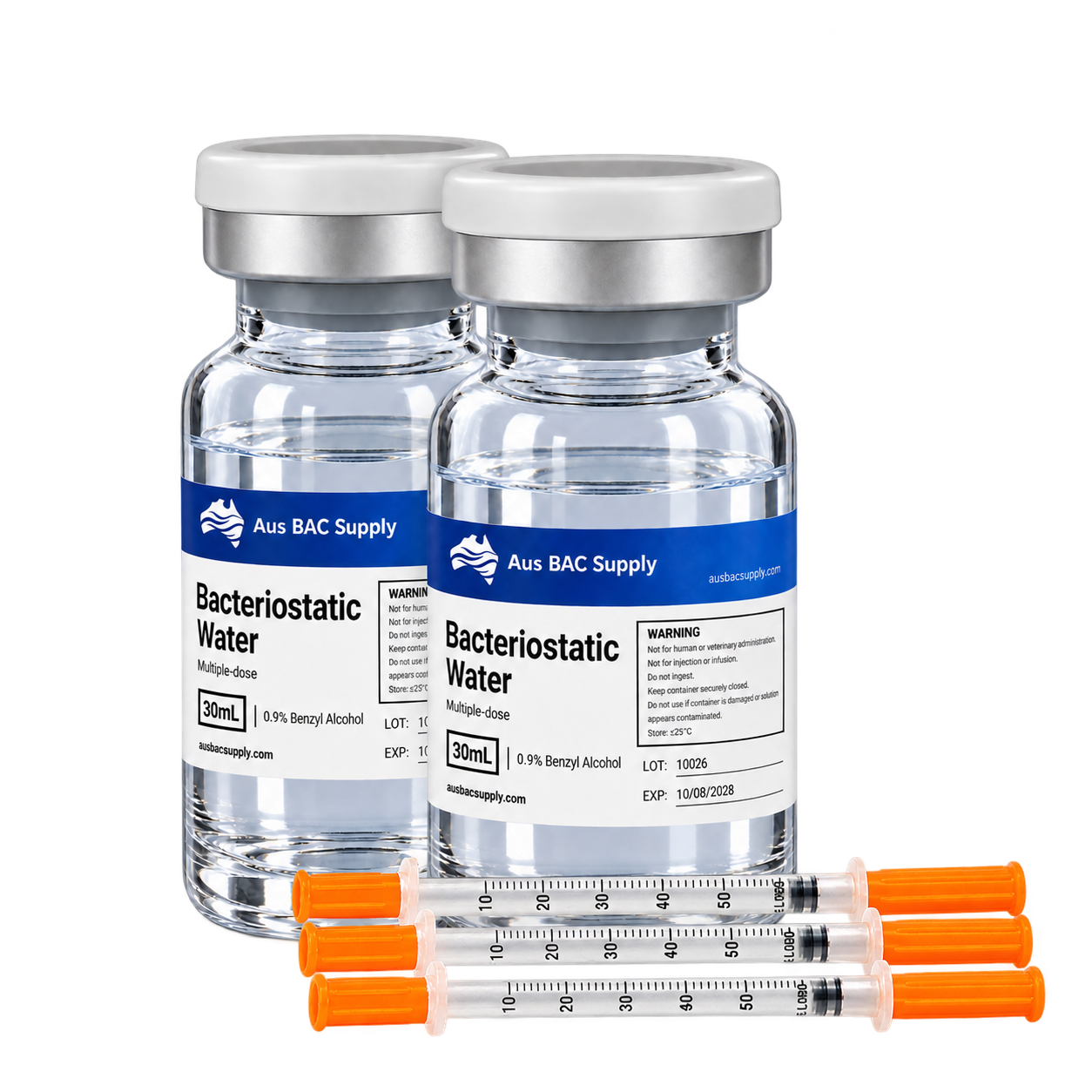 Aus BAC Supply Bacteriostatic Water + Syringes — 2-Item Bundle